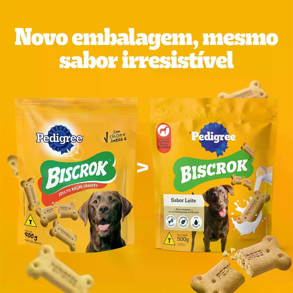 Biscoito Pedigree Biscrok para Cães Adultos Raças Grandes Leite - 4