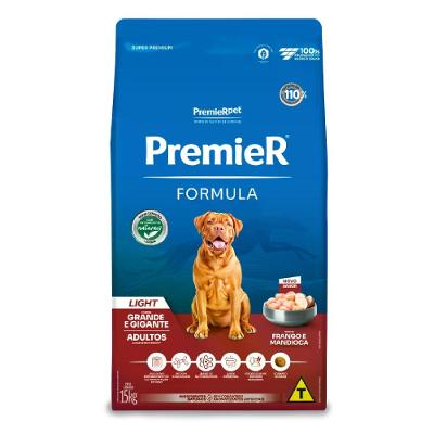 Ração Premier Formula Light Cães Adultos Raças Grandes e Gigantes Frango e Mandioca