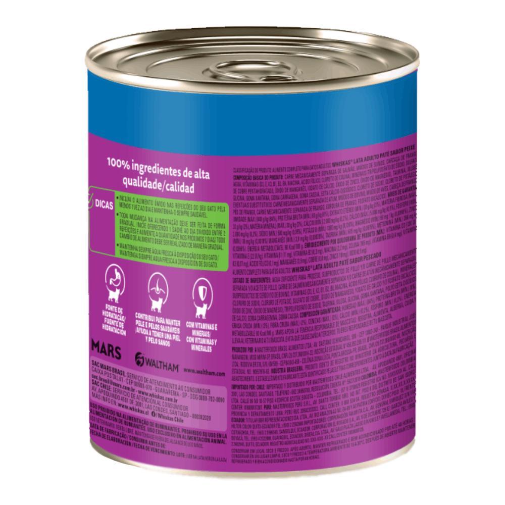 Ração Úmida Whiskas Lata Patê para Gatos Adultos Peixe - 4