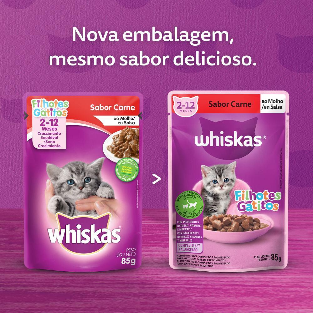 Ração Úmida Whiskas Sachê Carne ao Molho Gatos Filhotes - 2