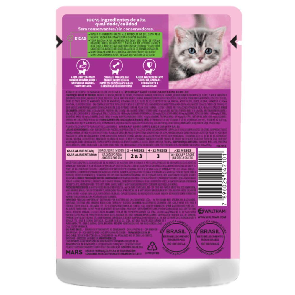 Ração Úmida Whiskas Sachê Carne ao Molho Gatos Filhotes - 4