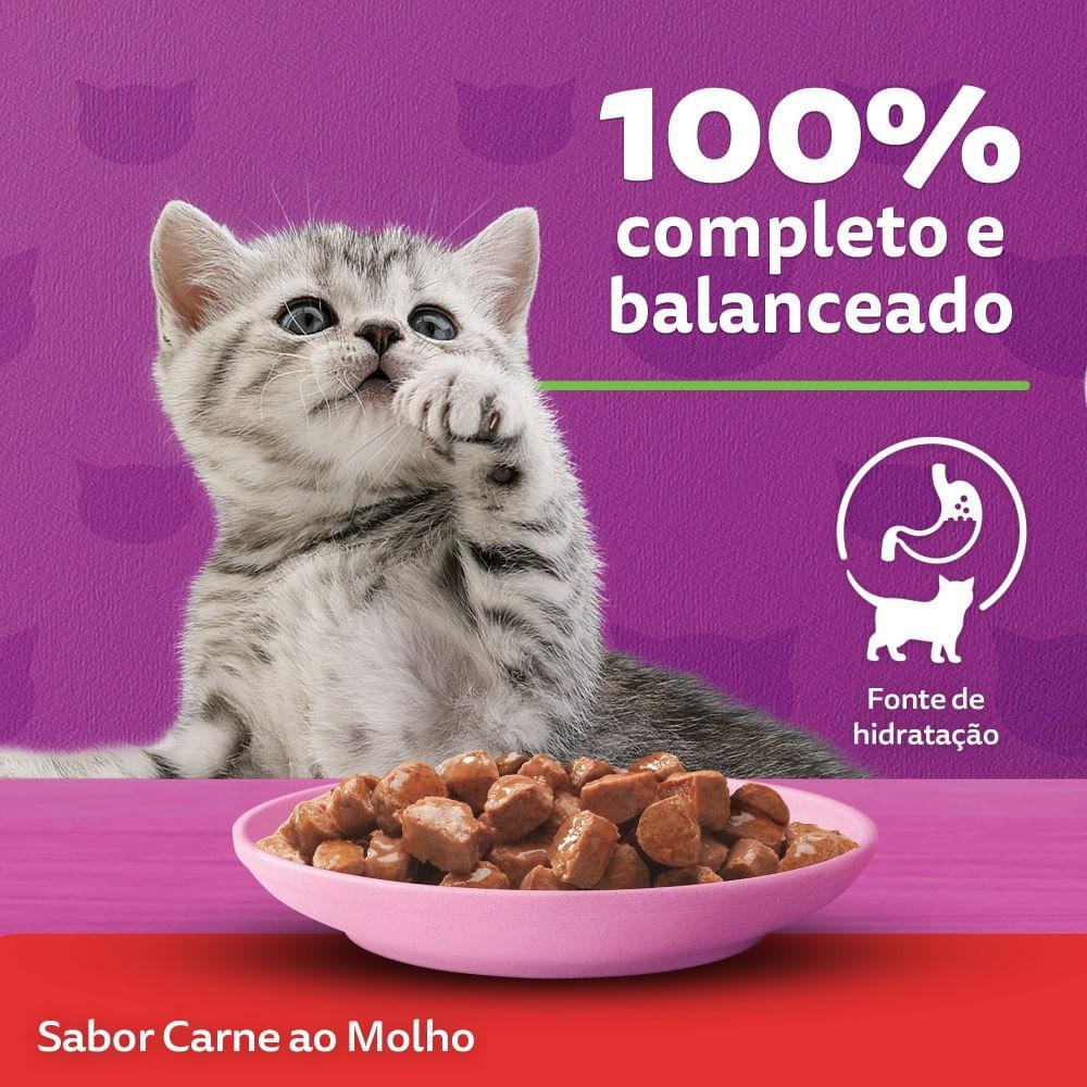 Ração Úmida Whiskas Sachê Carne ao Molho Gatos Filhotes - 6