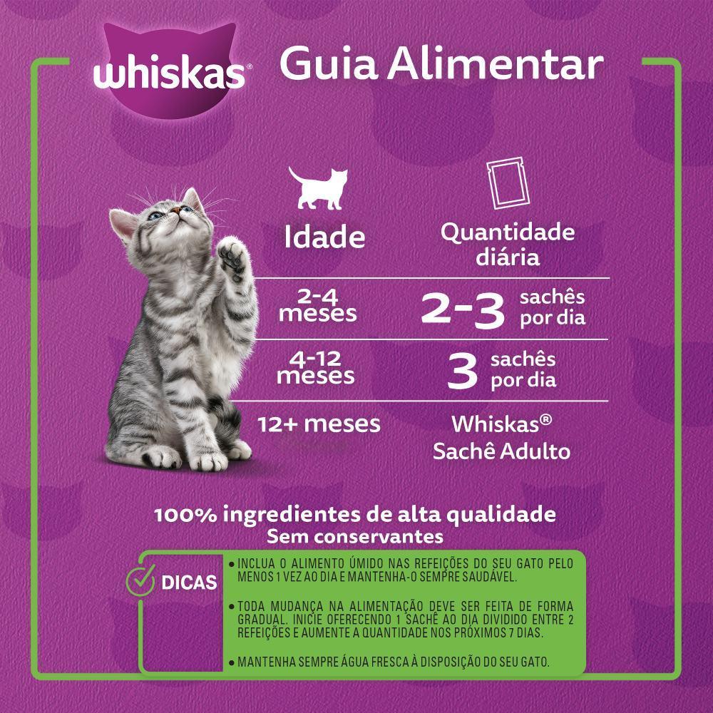 Ração Úmida Whiskas Sachê Carne ao Molho Gatos Filhotes - 7