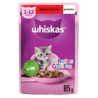 Ração Úmida Whiskas Sachê Carne ao Molho Gatos Filhotes - 1