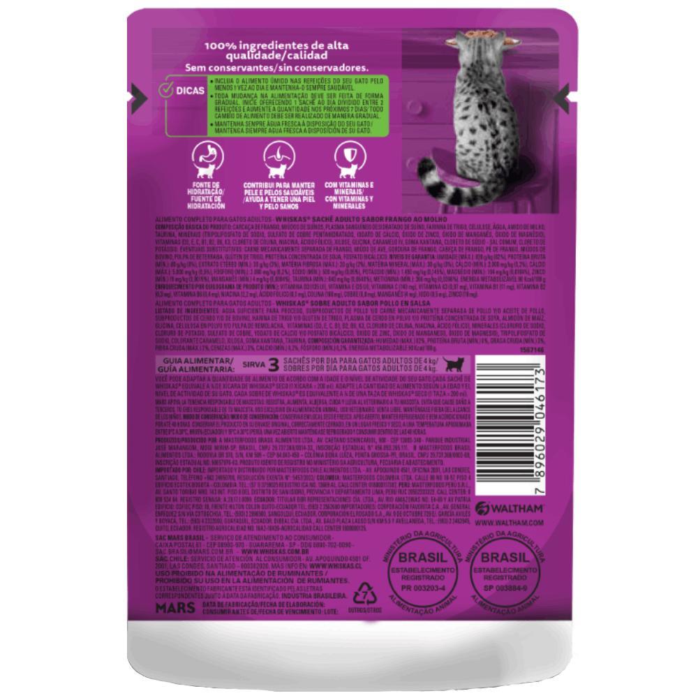 Ração Úmida Whiskas Sachê Frango ao Molho Gatos Adultos - 4
