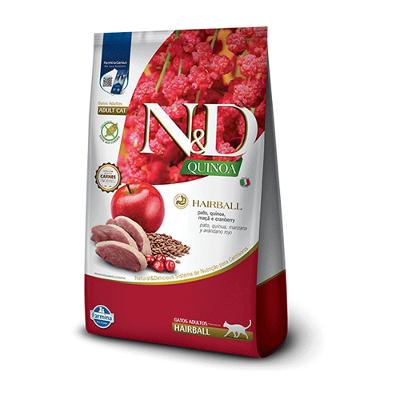 Ração N&amp;D Quinoa Gatos Adultos Hairball Pato