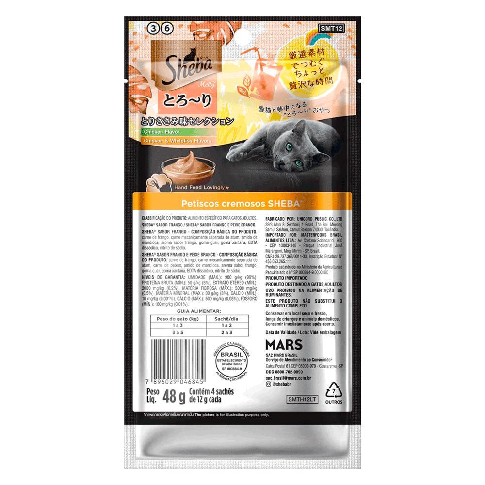 Petisco Cremoso Sheba para Gatos Frango e Frango com Peixe Branco - 3