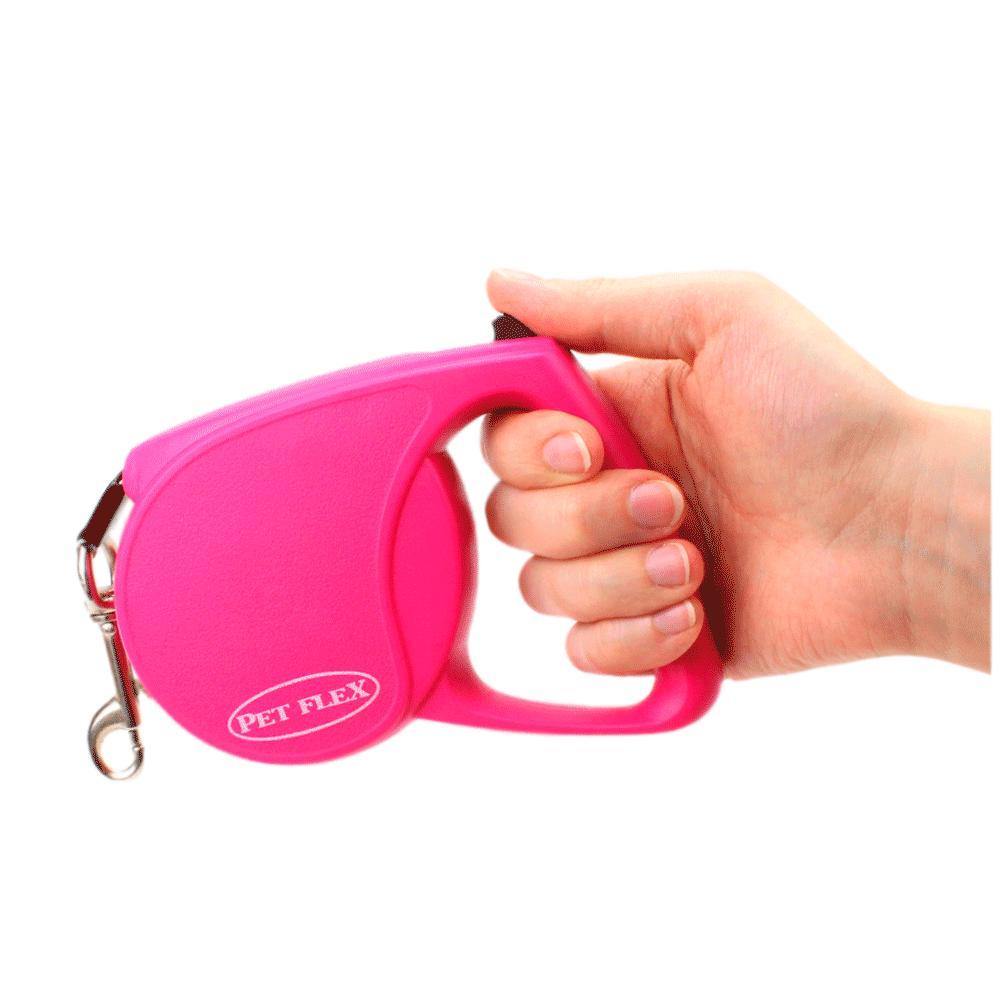 Guia Retrátil Fita Pet Flex Rosa - 3