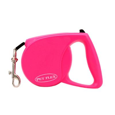 Guia Retrátil Fita Pet Flex Rosa