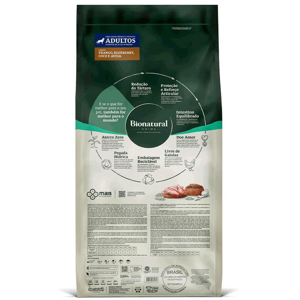 Ração Bionatural Prime Cães Adultos Raças Médias e Grandes Frango - 8