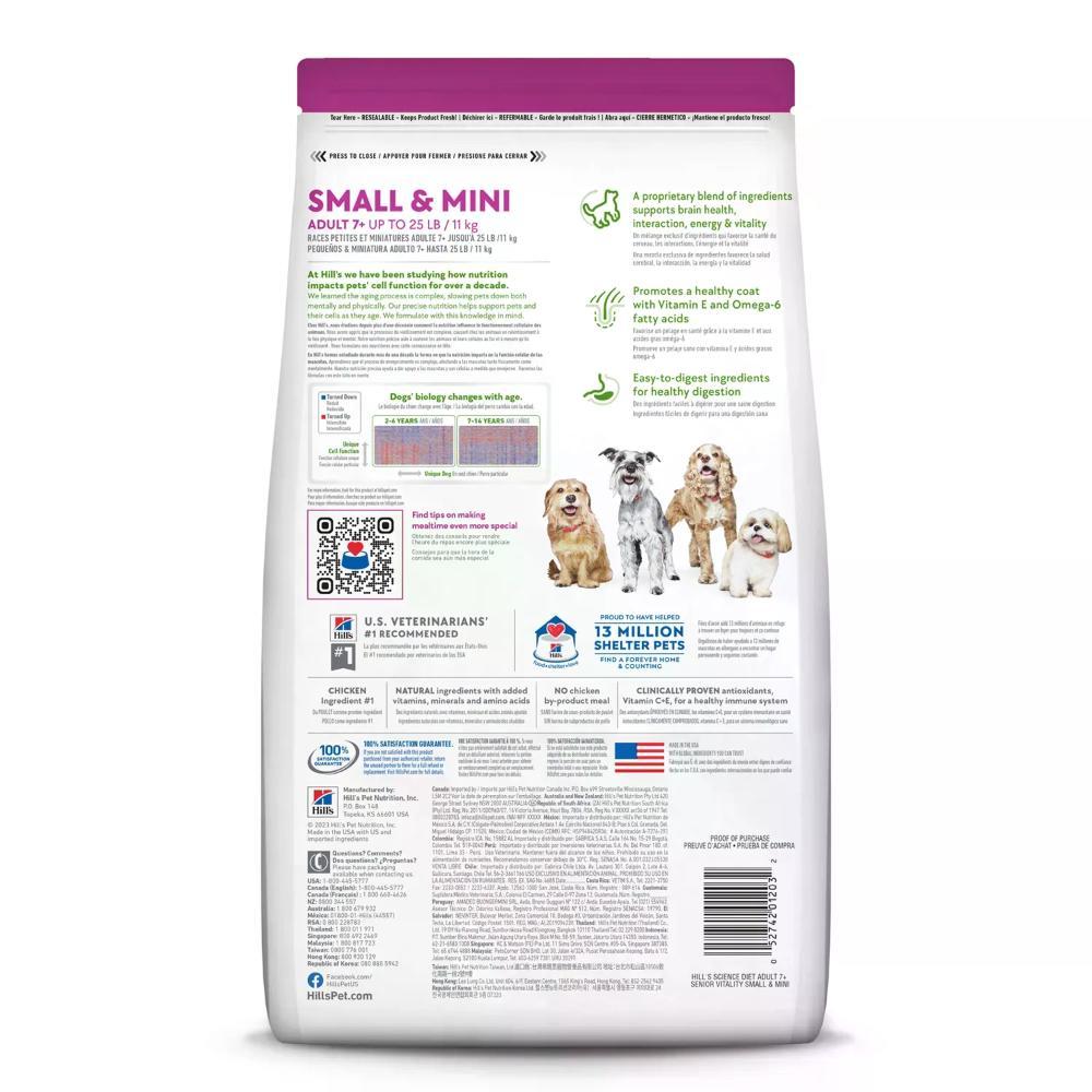 Ração Hill's Science Diet Vitalidade Sênior Pequenos e Mini para Cães Idosos Sabor Frango - 2