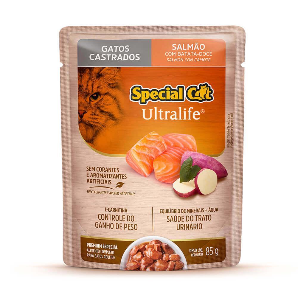 Ração Úmida Special Cat Ultralife Gatos Castrados Salmão - 1