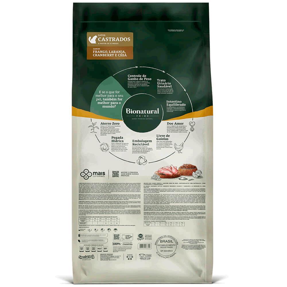 Ração Bionatural Prime Gatos Castrados Frango - 3