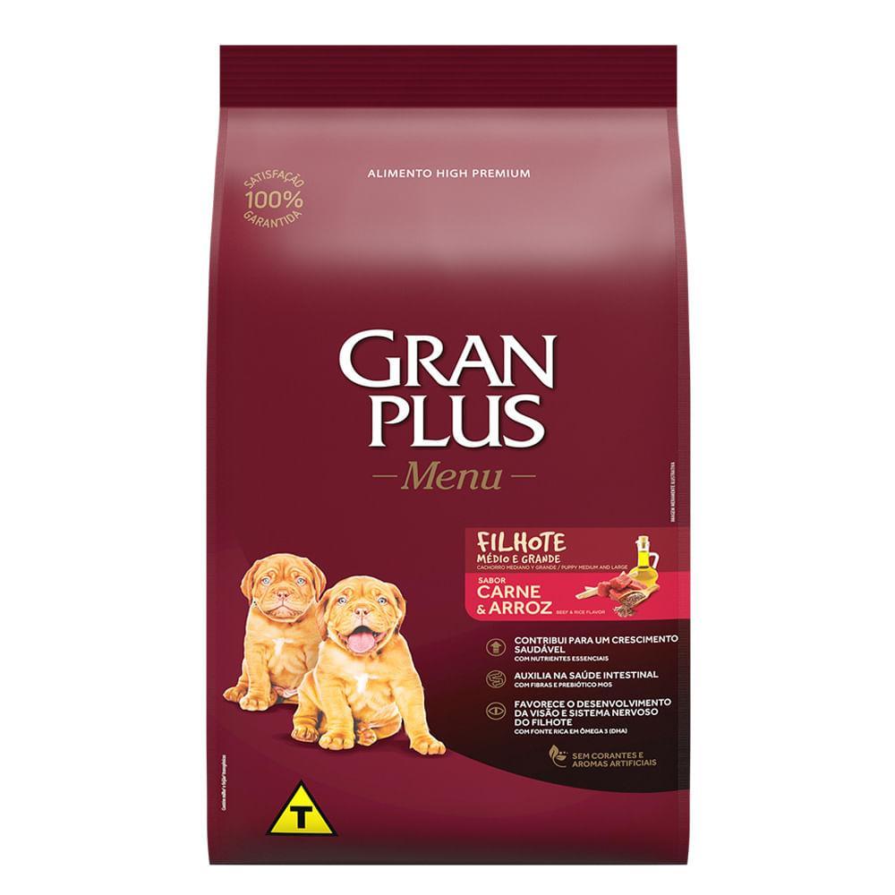 Ração GranPlus Menu Cães Filhotes Carne e Arroz - 1
