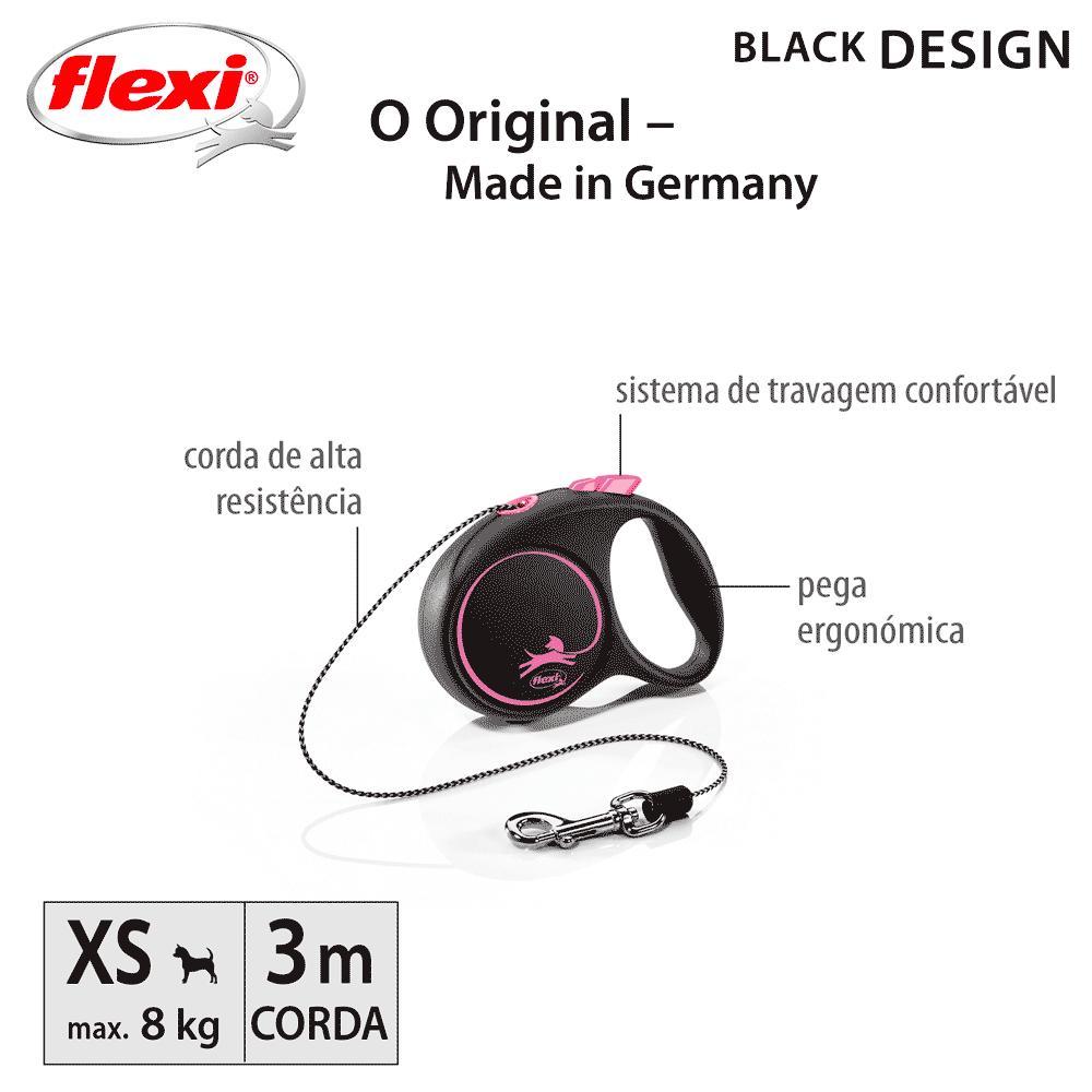 Guia Retrátil Black Design Flexi Rosa - 3