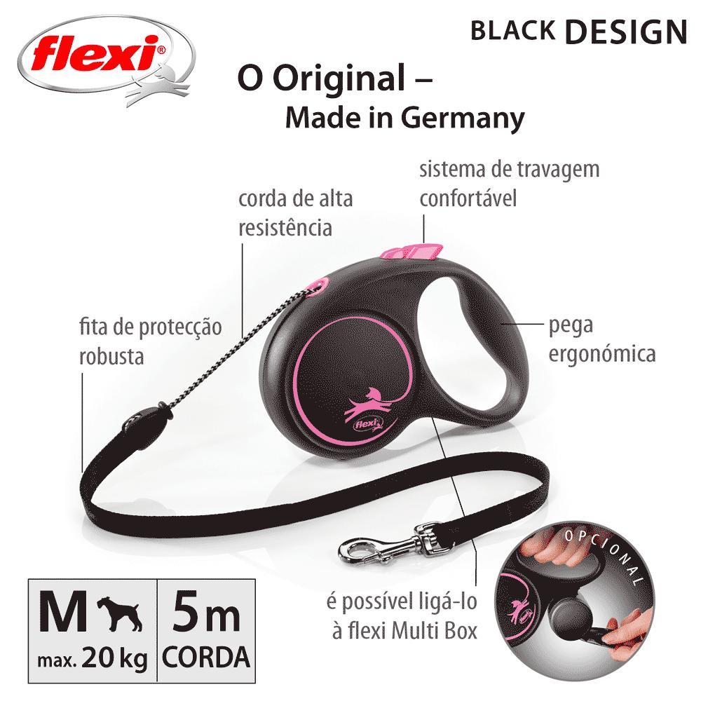 Guia Retrátil Black Design Flexi Rosa - 9