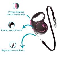 Guia Retrátil Black Design Flexi Rosa - 2