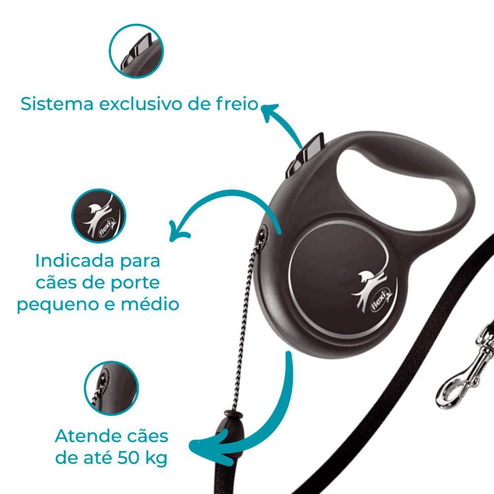 Guia Retrátil Black Design Flexi Prata - 2