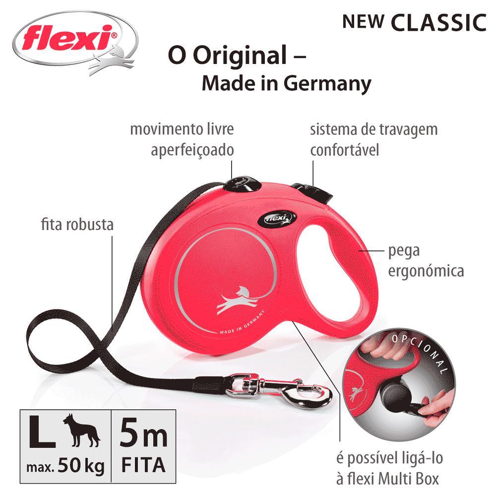 Guia Retrátil New Classic 5 M Flexi Vermelha - 7