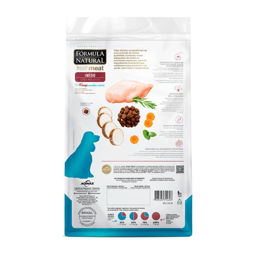 Ração Fórmula Natural Fresh Meat Cães Adultos Médio Frango - 9