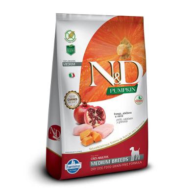 Ração N&amp;D Pumpkin Cães Adultos Raças Médias Frango, Abóbora e Romã