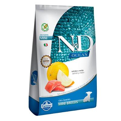 Ração N&amp;D Ocean Cães Filhotes Raças Pequenas Salmão e Melão