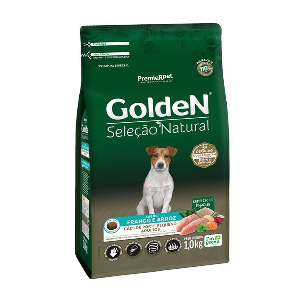 Ração Golden Seleção Natural Cães Adultos Porte Pequeno Frango e Arroz Mini Bits - 1