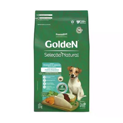 Ração Golden Seleção Natural Cães Adultos Porte Pequeno Frango e Arroz Mini Bits