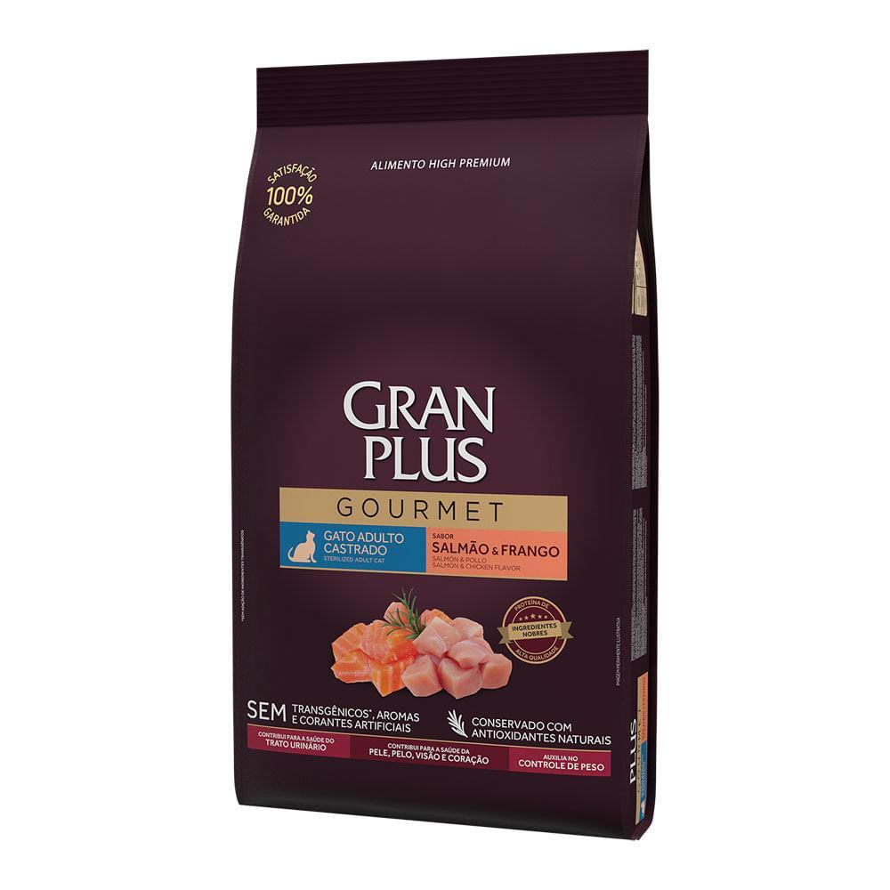 Ração GranPlus Gourmet Gatos Adultos Castrados Salmão e Frango - 3