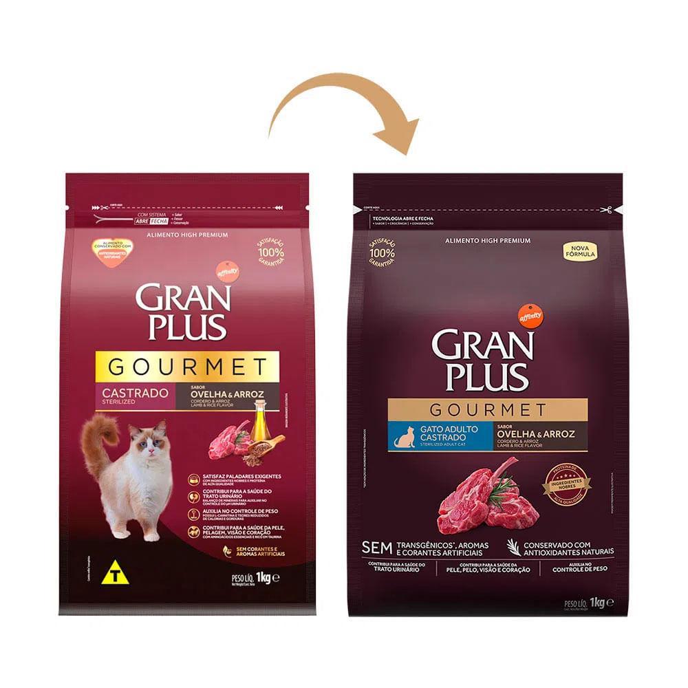 Ração GranPlus Gourmet Gatos Adultos Castrados Ovelha e Arroz - 3