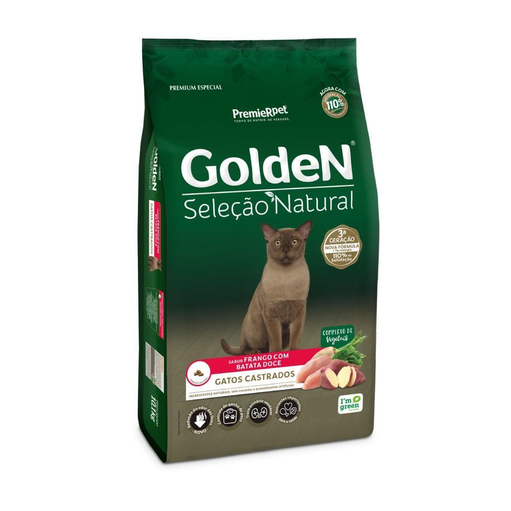 Ração Golden Seleção Natural Gatos Castrados Frango com Batata Doce - 1