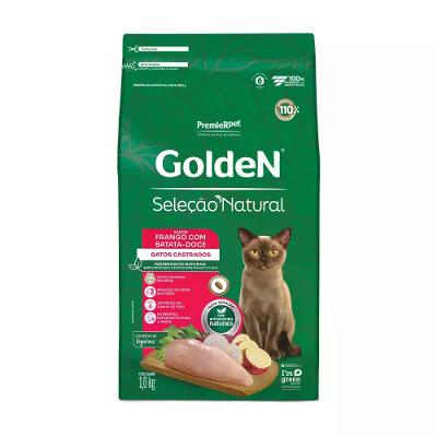 Ração Golden Seleção Natural Gatos Castrados Frango com Batata Doce
