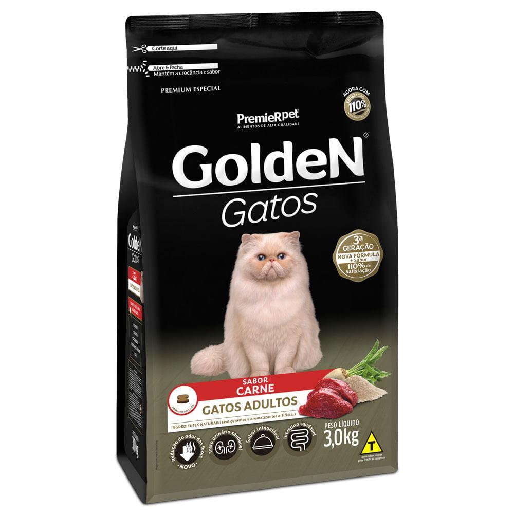 Ração Golden Gatos Adultos Carne - 2