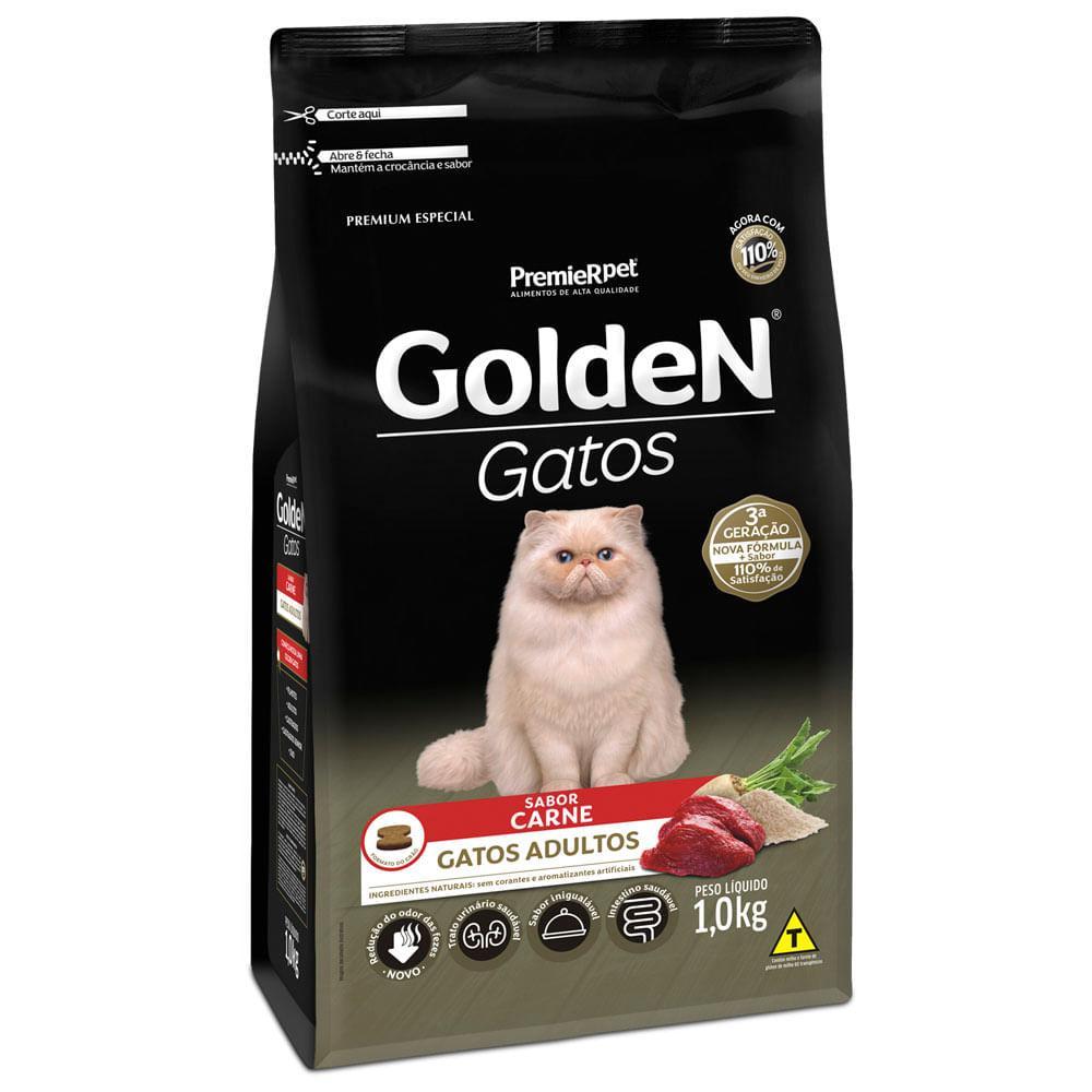 Ração Golden Gatos Adultos Carne - 1