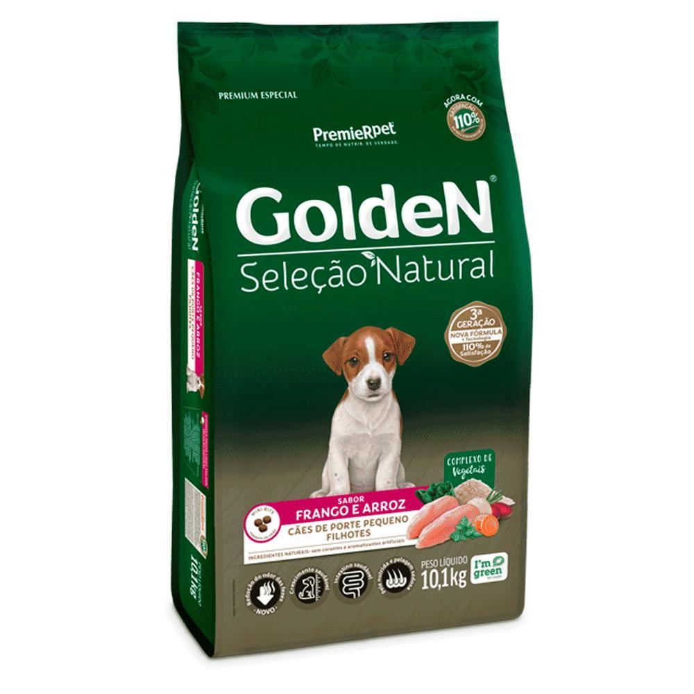 Ração Golden Seleção Natural Cães Filhotes Porte Pequeno Frango e Arroz Mini Bits - 1