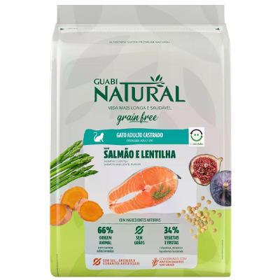 Ração Guabi Natural Grain Free Gatos Castrados Salmão e Lentilha