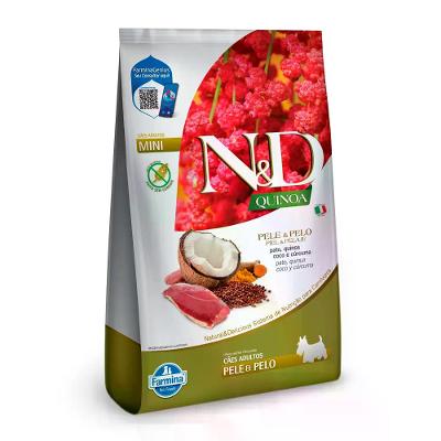 Ração N&D Quinoa Pele e Pelo Cães Adultos Raças Mini Pato