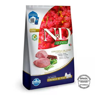 Ração N&D Quinoa Controle de Peso Cães Adultos Raças Mini Cordeiro