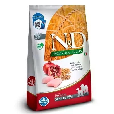 Ração N&amp;D Ancestral Grain Cães Sênior Medium e Maxi Frango