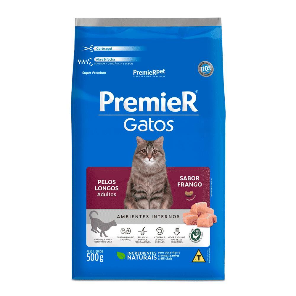 Ração Premier Ambientes Internos Gatos Adultos Pelos Longos Frango - 6