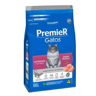 Ração Premier Ambientes Internos Gatos Castrados 7 a 11 Anos Frango