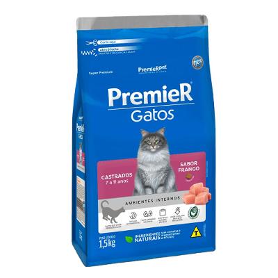Ração Premier Ambientes Internos Gatos Castrados 7 a 11 Anos Frango
