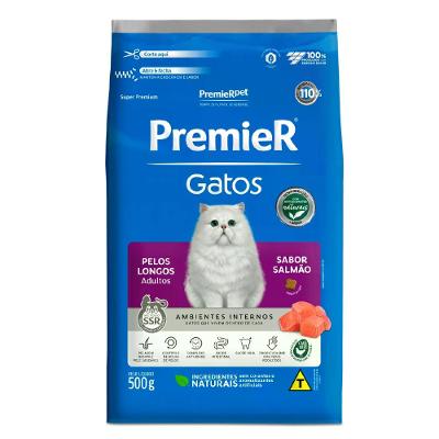 Ração Premier Ambientes Internos Gatos Adultos Pelos Longos Salmão