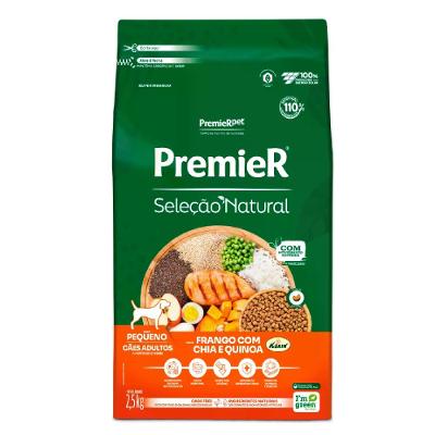 Ração Premier Seleção Natural Cães Adultos Pequeno Porte Frango com Chia e Quinoa