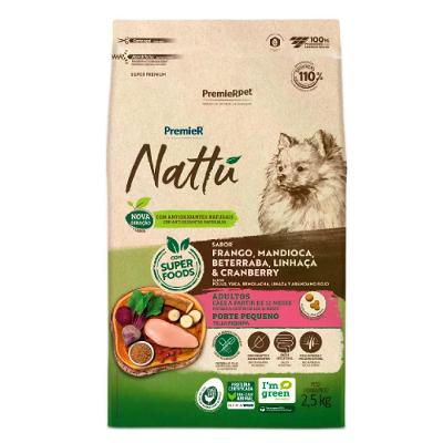 Ração Premier Nattu Cães Adultos Pequeno Porte Mandioca