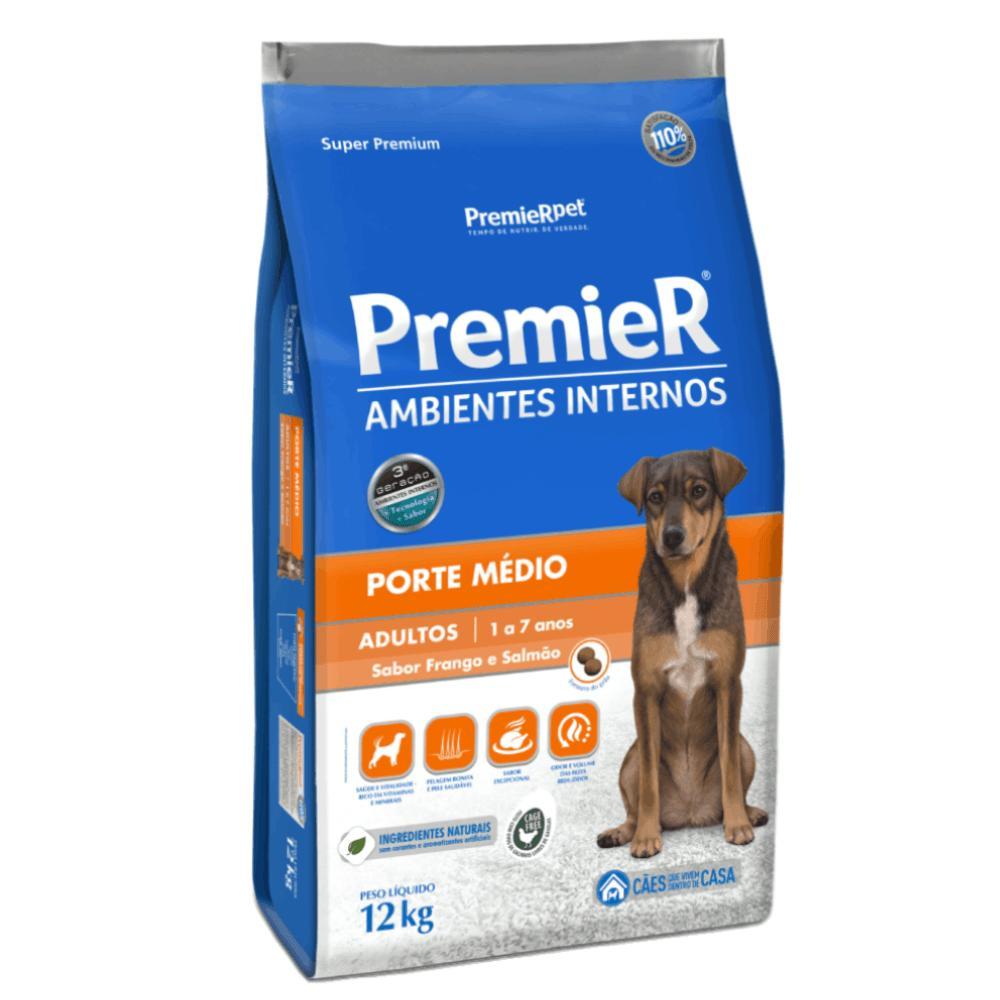 Ração Premier Ambientes Internos Cães Adultos Porte Médio Frango e Salmão - 1