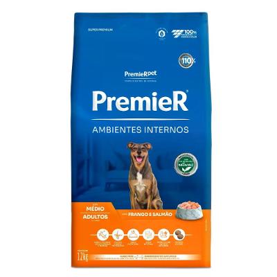 Ração Premier Ambientes Internos Cães Adultos Porte Médio Frango e Salmão