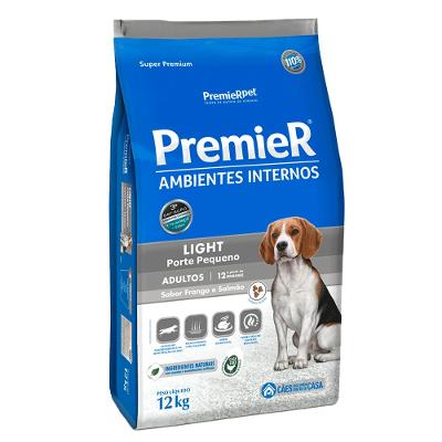 Ração Premier Ambientes Internos Light Cães Adultos Frango e Salmão