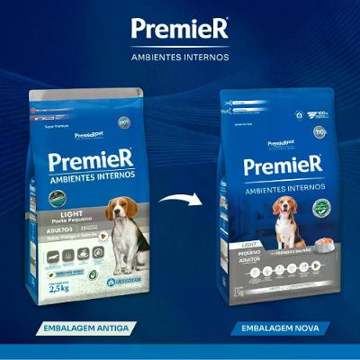 Ração Premier Ambientes Internos Light Cães Adultos Frango e Salmão