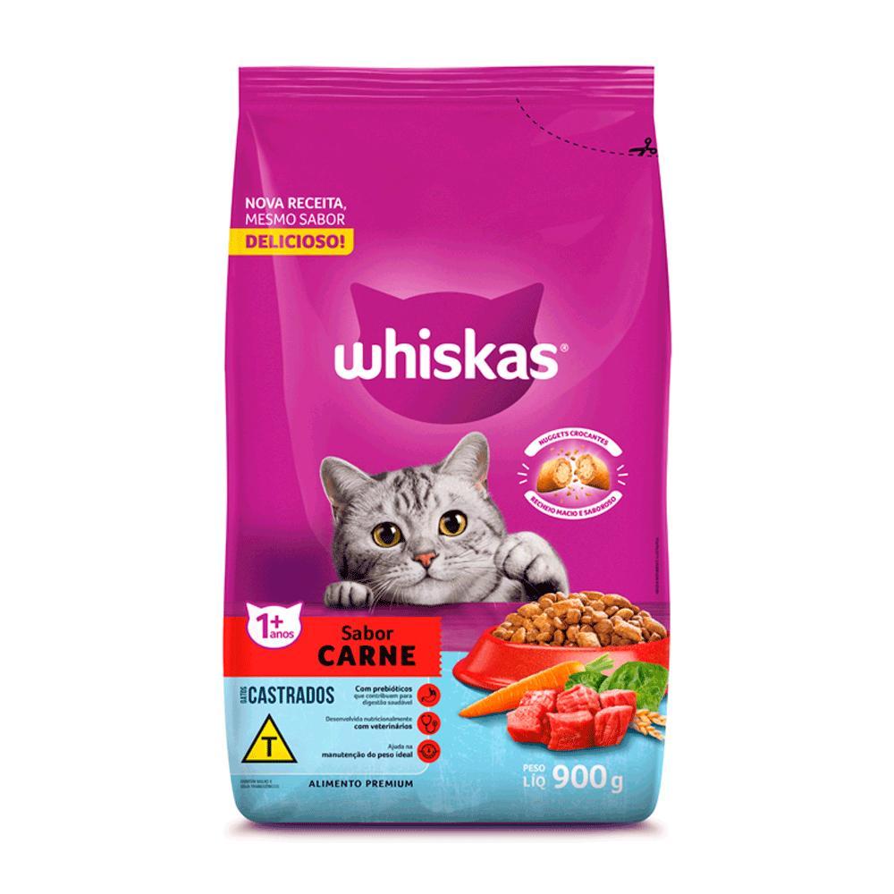Ração Whiskas Gatos Adultos Castrados Carne - 10